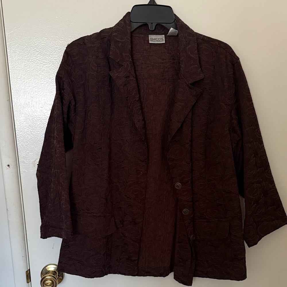 Chico's Dark Brown Textured Blazer